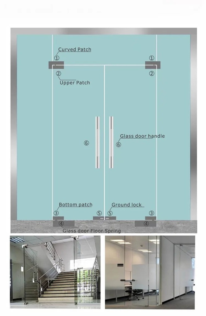 [BH-ALU-004] Glass Door Patch Fitting Set Stainless