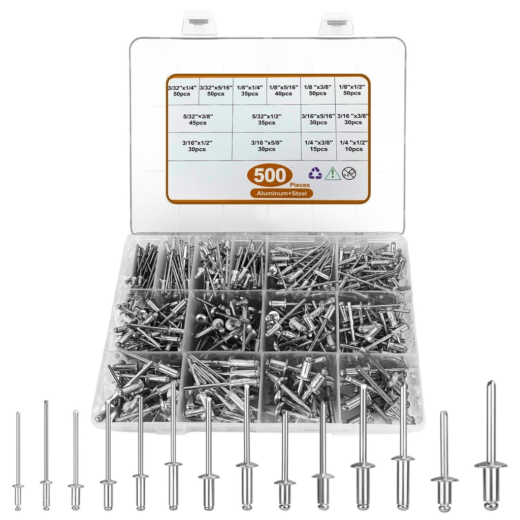 [BH-FIX-009] Pop Rivets Assorted 500-Pack