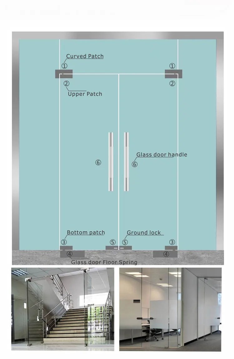Glass Door Patch Fitting Set Stainless