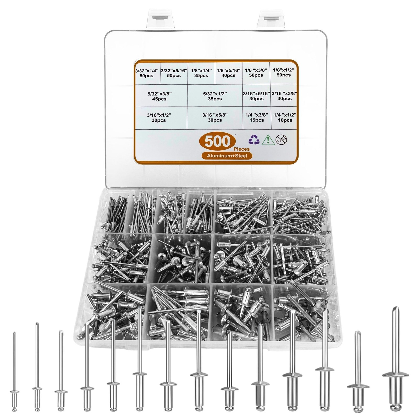 Pop Rivets Assorted 500-Pack
